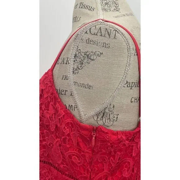 TED BAKER VALENS NWT Mixed Lace Red Midi Dress UK 4/ US 10 TED BAKER VALENS NWT Mixed Lace Red Midi Dress UK 4/ US 10